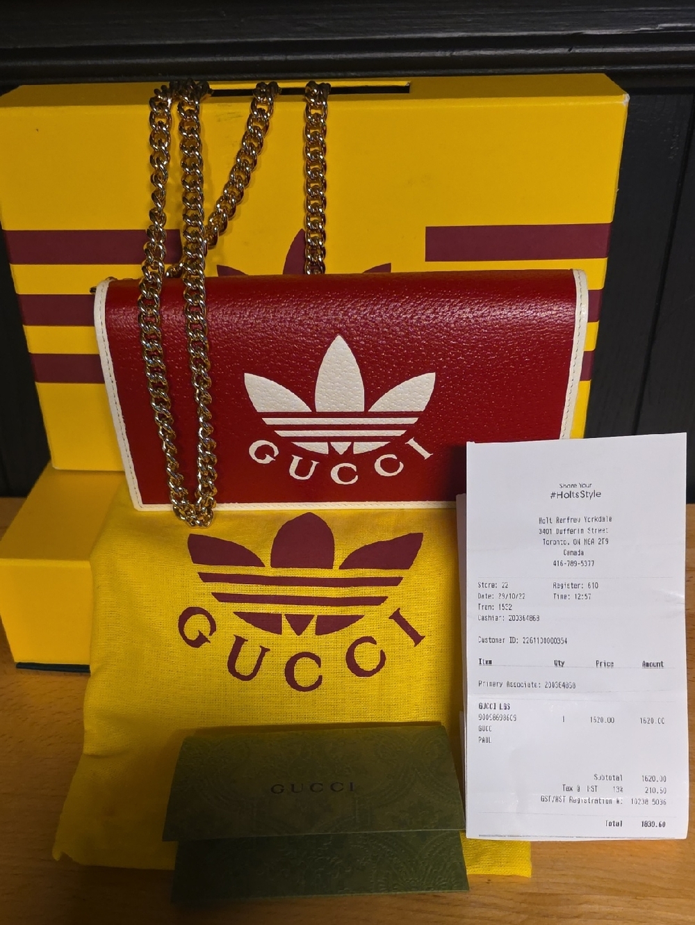 Gucci Red & White VINTAGE Crossbody Bag - Adidas Colaboration. Rare.